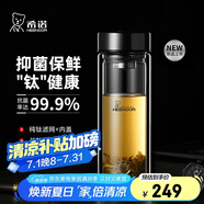 希諾（HEENOOR）抗菌玻璃杯雙層隔熱辦公車載水杯男高檔鈦杯泡茶杯子X(jué)N-9303KT