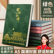 名遇筆記本子a5加厚日記本高顏值記事本男女生商務(wù)辦公會(huì)議記錄皮面本學(xué)生文具開學(xué)季必備 綠色/160頁