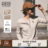 Teenie Weenie小熊秋季黑色棉質(zhì)打底衫polo領(lǐng)長(cháng)袖T恤白色外穿上衣 A-燕麥色 XL