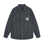 MLBNY潮牌MLB韓系秋季新款幾何老花滿(mǎn)印時(shí)尚寬松男女牛仔襯衫外套 MLB黑色MLB M (建議150斤以?xún)?