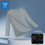 JEANSWEST LIFE真維斯2025年新款秋季長(cháng)袖t恤圓領(lǐng)打底衫舒適寬松內搭秋裝衣服 灰色 （小方格款式） L