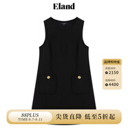 ELAND衣戀春季連衣裙女圓領(lǐng)學(xué)院風(fēng)A字版型背心連衣裙 黑色(19)Black S