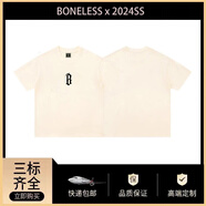 BONELESS經(jīng)典款重磅復(fù)古夏季純棉短袖寬松百搭情侶體恤ins 男女同款 杏色 M