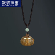 默研（MOYAN）復古綠檀木香囊吊墜項鏈可打開(kāi)香丸盒子毛衣鏈車(chē)掛件飾品配飾男女 鏤空蓮花