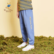 Classic Teddy男女童防蚊褲兒童褲子休閑輕薄長(cháng)褲中小童裝夏季薄款清涼速干褲 凈面可愛(ài)燙畫(huà)蘭灰 120