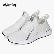 Walker Shop 男鞋春夏輕便透氣運動(dòng)休閑鞋白色潮鞋舒適軟底跑步網(wǎng)鞋鞋 白色 40