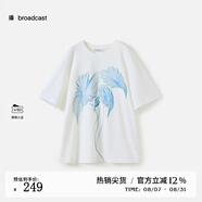 播減齡印花圓領(lǐng)T恤女25夏季新款寬松休閑短袖上衣DDS2YD5925 W10雪見 M