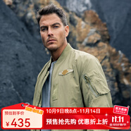 AKSERIES新復(fù)古回潮MA-1胸前繡花標(biāo)飛行員棒球領(lǐng)短版修身夾克男1704001 軍卡其色 3XL