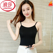 浪莎（LangSha）莫代爾小吊帶背心女短款修身夏季百搭韓版上衣打底內(nèi)搭緊身吊帶衫 主圖8818黑色 短款小吊帶 均碼 (90斤-120斤)