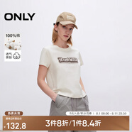 ONLY2025春季新款時尚百搭字母印花圓領(lǐng)正肩短袖T恤女|125101008 S00 白色 M