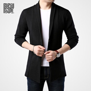 BG GLAMURB輕奢品牌男士開(kāi)衫春秋季韓版chic港風(fēng)針織開(kāi)衫男士帥氣中長(cháng)款加厚 黑色 加厚 L 175