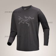始祖鳥（ARC'TERYX）Arcteryx Cormac 男款圓領(lǐng)速干T恤短袖 長袖-Logo-黑灰/隱秘灰 X8452 2XL