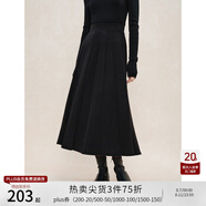 自巧小個子黑色針織半身裙女長款秋冬2024新款百褶裙a字顯瘦傘裙 謐黑色 L （5碼）