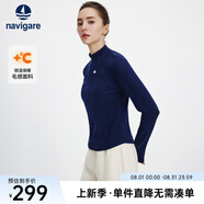 Navigare意大利小帆船女士長(cháng)袖體恤半開(kāi)領(lǐng)2025秋季新款舒適保暖上衣體恤 海軍藍 S