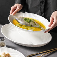 尚行知是魚(yú)盤(pán)陶瓷純白盤(pán)子日式家用飯碗菜盤(pán)盤(pán)橢圓形裝魚(yú)盤(pán)大號蒸魚(yú)烤新款 7.5英寸面碗（1個(gè)裝）