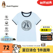 暇步士（Hush Puppies）童裝兒童25夏季圓領短袖T恤男女童款短袖 冰晶藍 130cm