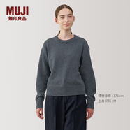 無印良品（MUJI）女式 美利奴羊毛可水洗中針距圓領(lǐng)毛衣女款秋冬針織衫BA1P4A4A 炭灰色 XL (165/92A)