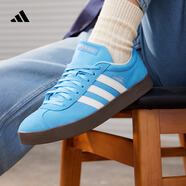 adidas T頭鞋 VL COURT復古板鞋德訓鞋男女阿迪達斯輕運動   藍色/亮白/樹脂黃(推薦女生選小半碼)   35.5