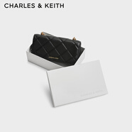 CHARLES&KEITH質(zhì)感菱格鏈條小方錢(qián)包女包包女包生日禮物七夕禮物CK6-10680924 Black黑色 XS