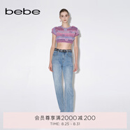 bebe秋冬系列女士氣質(zhì)時尚設計感長款直筒牛仔褲311006 牛仔藍 XS