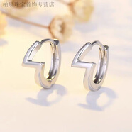 GRAYCEWODY999純銀足銀韓版百搭耳釘女時(shí)尚氣質(zhì)耳扣簡(jiǎn)約耳環(huán)個(gè)性甜美 閃電耳扣一對同款