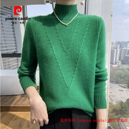 皮爾卡丹（pierre cardin）品牌高檔輕奢半高領(lǐng)羊毛衫女秋冬厚款寬松毛衣內搭100純打底 品牌高端新品-蔥綠色 4XL 【建議150-165斤】