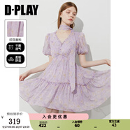 DPLAY【度假系列】2025夏新款紫色連衣裙女短款法式雪紡裙子短裙 紫調(diào)莫奈花園 XL