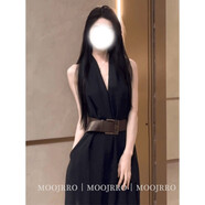 佳昭兩件套女款2025年最新款裙子黑色V領(lǐng)掛脖無(wú)袖連衣裙法式欲高級感 黑色 M