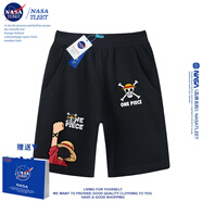 NASA海賊王路飛兒童短袖T恤男童半袖夏季新款童裝中大童女童t恤 款黑色短褲 碼 110
