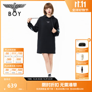 BOY LONDON【流光鏡影】25秋新款女士連衣裙連帽長(zhǎng)袖衛(wèi)衣裙W17907 黑色 M