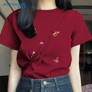 真維斯（Jeanswest）美式正肩t恤女短袖夏季2026新款黑色純棉寬松外穿半袖小眾上衣潮