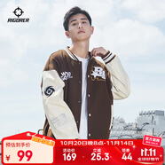 準(zhǔn)者棒球服外套男女春夏美式復(fù)古PU皮袖刺繡潮流百搭寬松運(yùn)動(dòng)夾克開(kāi)衫 深卡其 M (170)