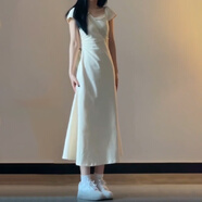 天啟世紀夏季2025女收腰包臀裙連衣裙子法式中長(cháng)裙修身高級感小媽白色 米杏色(適合夏季/氣質(zhì)夏日獨特絕 M 45/55kg