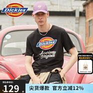 dickies簡約小logo全棉短袖T恤情侶款商場同款半袖上衣多色可選 DK010991 黑色7087【大logo藝術(shù)字體】 L