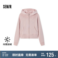 森馬（Semir）外套女短款插肩袖小個子潮2024冬季加絨緊身連帽夾克109724108015