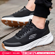 斯凱奇（Skechers）男鞋秋季2025新款緩震跑步鞋透氣慢跑鞋輕便休閑鞋網面運動鞋子男黑色/白色/回彈性能佳 主推款41 內長260mm