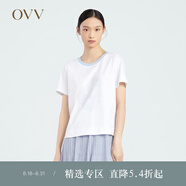 OVV2023春夏新款女裝廓形修身柔軟輕薄羅紋撞色抽象印花短袖T恤 淺藍(lán)花紋07 XL