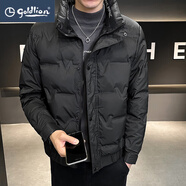 金利來男士皮羽絨服2025冬季新款男裝潮牌青年短款品牌冬裝加厚立領(lǐng)外套 黑色D22 2XL