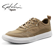 沙馳運動(dòng)男鞋布鞋帆布鞋輕質(zhì)系帶男式休閑鞋板鞋 杏色 s1231010d 38