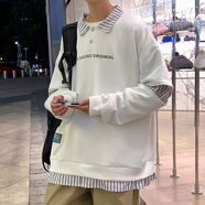 主意范（ZHUYIFAN）美式條紋休閑開衫衛(wèi)衣男春秋新款潮牌學(xué)院風(fēng)情侶百搭運(yùn)動(dòng)夾克外套 2381白色 L 105-125斤