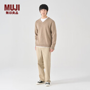 無印良品（MUJI）男式 羊毛 中針距 V領(lǐng)毛衣 男士毛針織衫冬季男款 AA02CC3A 深咖啡色 L(175/100A)