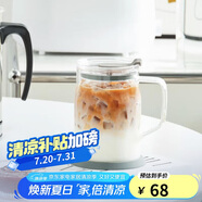 樂扣樂扣（LOCK&LOCK）透明蓋玻璃水杯 帶把咖啡杯高顏值辦公家用耐高溫泡茶杯子620mL
