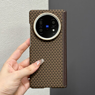 慕念（munian）中軸磁吸高端商務(wù)適用vivoXFold5手機保護殼榮耀MagicV5碳纖維紋理華為mateX6/X5典藏版新款x3折疊 金屬鏡框【商務(wù)棕-中軸殼】源紋立體三角碳纖維紋殼 華為 Mate X5 典藏版