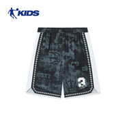 喬丹童裝兒童運動(dòng)五分褲男童夏季透氣褲子中大童籃球比賽短褲T8531302 黑色滿(mǎn)印 150