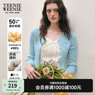Teenie Weenie【原紗防曬】小熊淑女白色毛衣針織開衫長袖打底衫女空調(diào)衫 淺藍色 M (165)