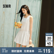 森馬（Semir）連衣裙女方領(lǐng)抽繩無袖背心裙可愛2025夏季波點(diǎn)花苞裙107425114061