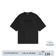 BODYDREAM索羅娜涼感短袖男夏季重磅破洞情侶裝t恤五分袖休閑上衣 黑色（涼感） M