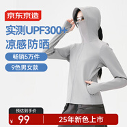 京東京造【UPF300+】防曬衣男士冰絲涼感夏季戶外防曬服男女外套 米灰色L