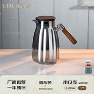 洛布LOEB創(chuàng  )意冷水壺大容量套裝家用客廳待客水杯茶杯套裝現代簡(jiǎn)約涼茶壺 胡桃木煙灰1.6L南瓜壺【全壺加厚】