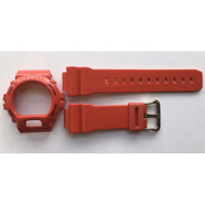 原裝適用卡西歐G-SHOCKDW-6900 DW-6600表殼 紅色亮殼(橘黃 黑字)紅色亮帶 0mm